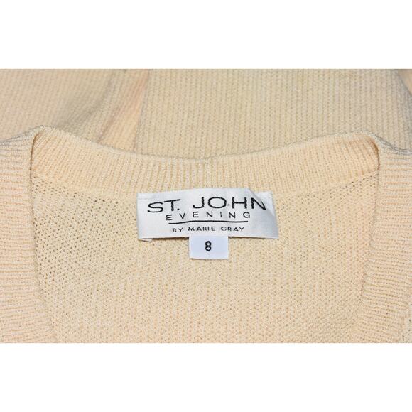 ST. JOHN EVENING KNIT EMBELLISHED LONG SLEEVE CARDIGAN SWEATER SIZE 8 - Picture 4 of 6